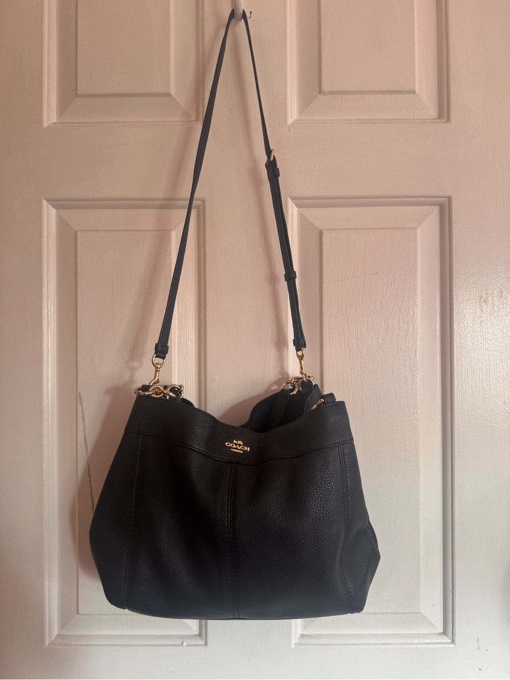 Coach Black Pebbled Leather Shoulder Hobo with Gold Hardware - Picture 2 of 12